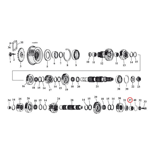 Bearing, Countershaft For Harley-Davidson