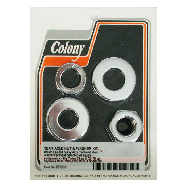 Colony Axle Nut And Washer Kit, Rear For Harley-Davidson