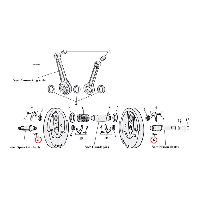 Wooruff Keys, Crankpin & Pinion Shaft for Harley Davidson