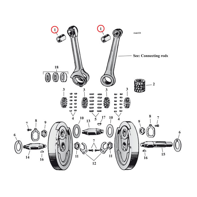 JIMS, bearbeitete Kolbenbolzenbuchse. Standard für Harley Davidson