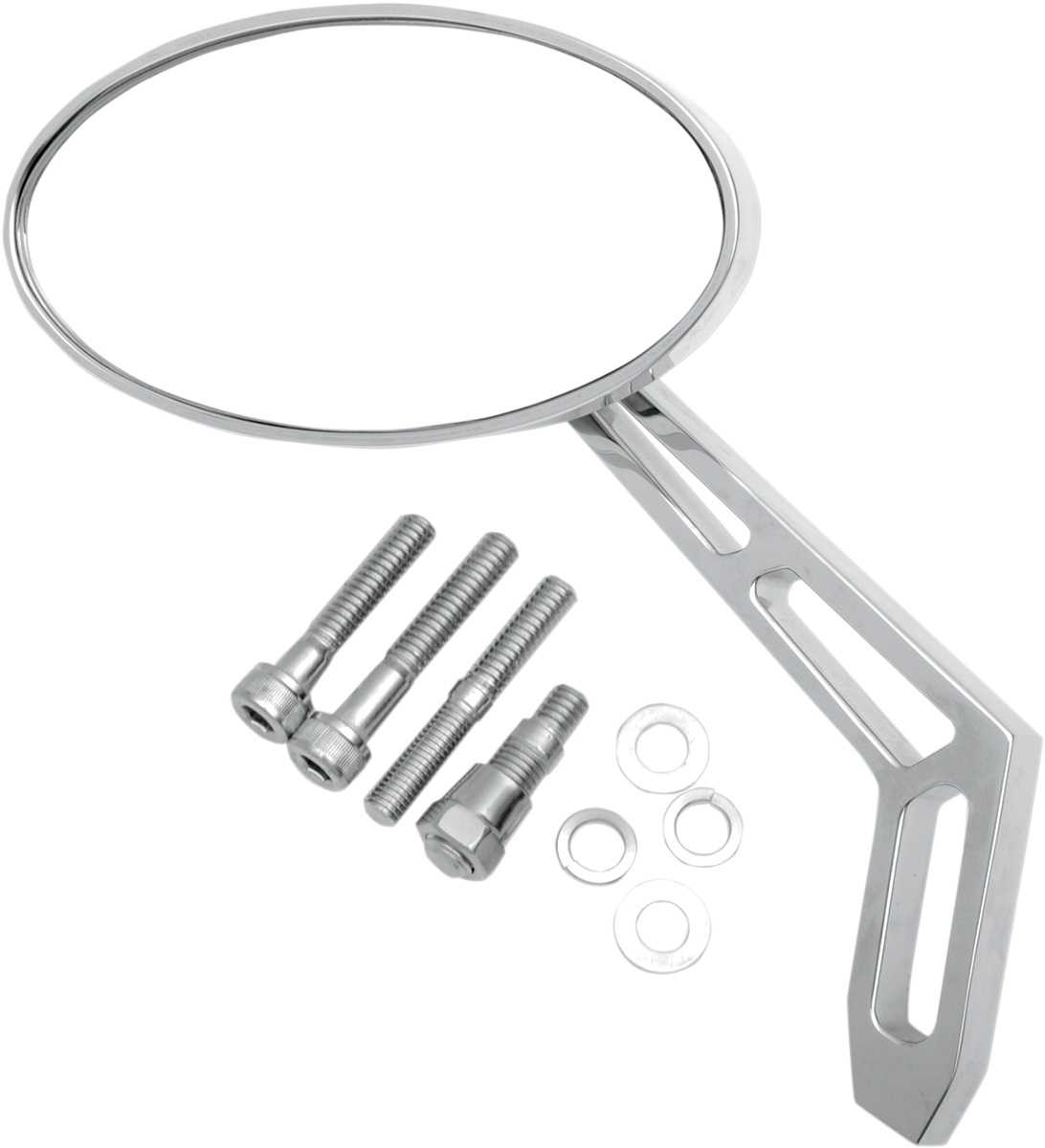 PRO-ONE PERF.MFG. CHROME BILLET ALUMINUM MIRRORS WITH CLEAR GLASS WEEKEND MIROR C/O OVAL LH