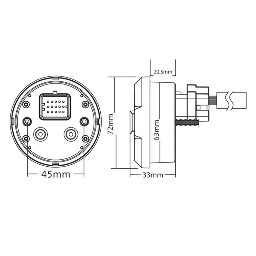 Universeller runder 64-mm-Koso Cafe Racer-Tachometer in Schwarz