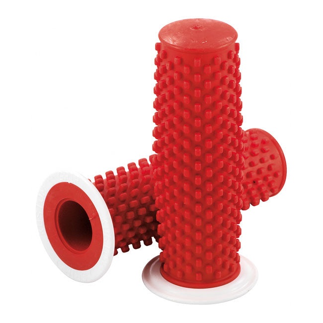 K-Tech Kustom Grips, Red W/White Flange For Harley-Davidson