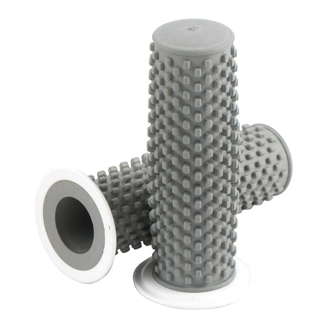 K-Tech Kustom Grips, Grey W/White Flange For Harley-Davidson