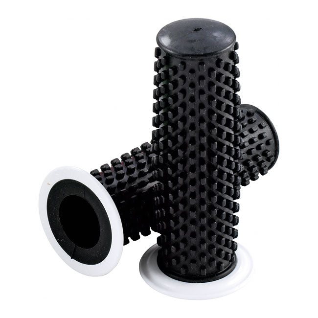 K-Tech Kustom Grips,Black W/White Flange For Harley-Davidson