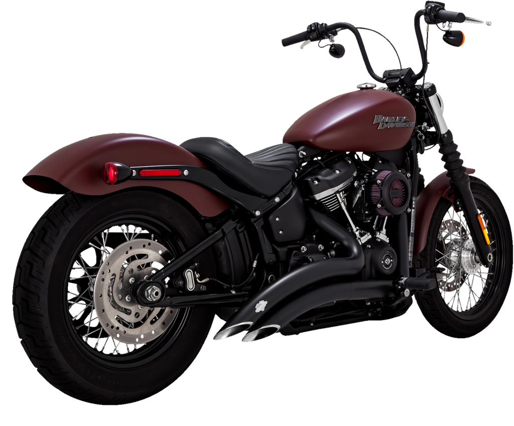 Schwarzer Auspuff mit großem Radius für Harley Davidson Softail Milwaukee Eight M8