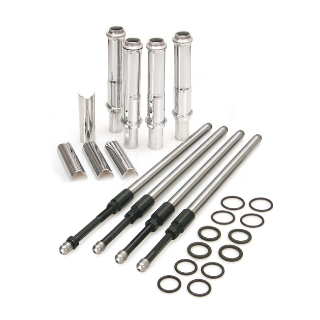 S&S Cycle 930-0123 Quickee Adjustable Pushrods With Chrome Cover Keepers For Harley-Davidson