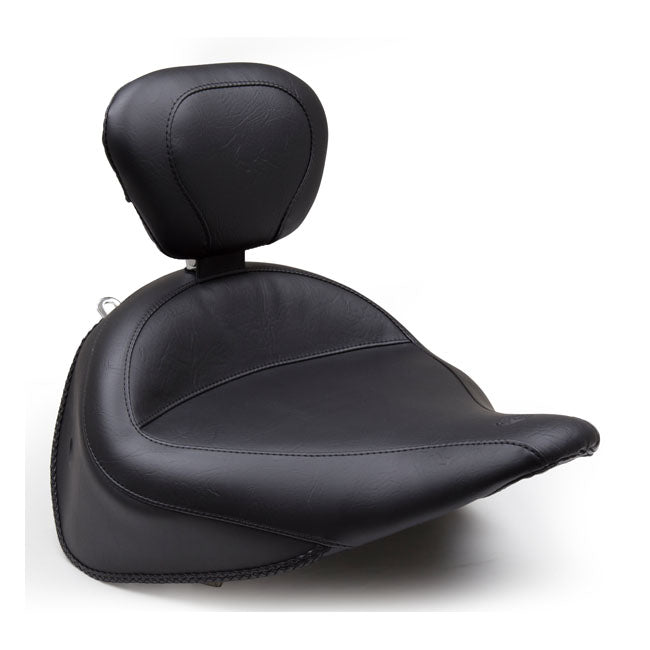 Mustang Vintage Wide Solo Seat W/Driver Backrest For Harley-Davidson