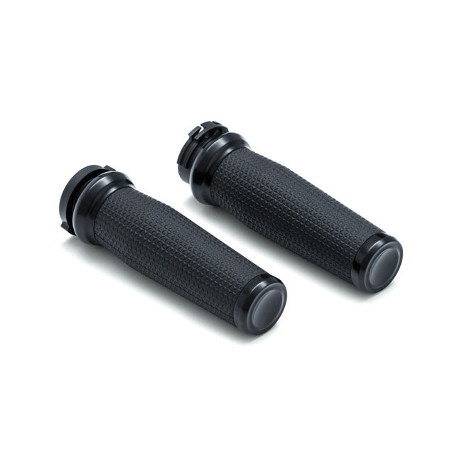 KURYAKYN, THRESHER GRIPS. SATIN BLACK FOR HARLEY-DAVIDSON