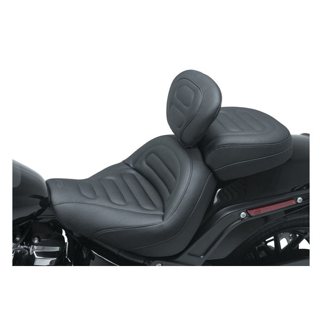 Mustang Touring Solo Seat W/Backrest Black For Harley-Davidson