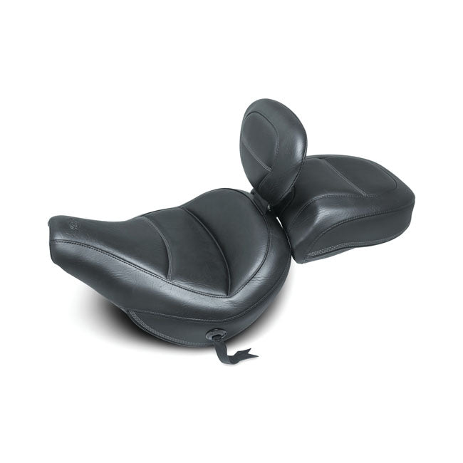 Mustang Touring Solo Seat W/Driver Backrest Black For Harley-Davidson