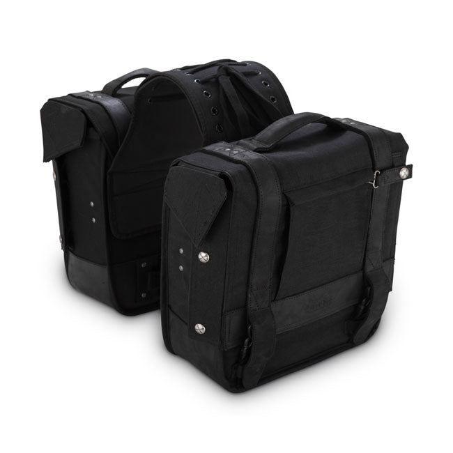 Burly Voyager Throw-Over Saddlebags Black For Harley-Davidson