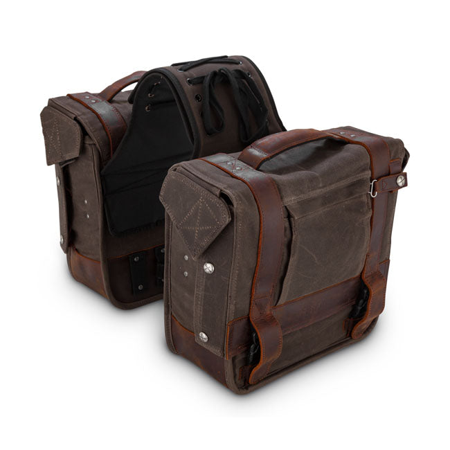 Burly Voyager Throwover Saddlebags Dark Oak For Harley-Davidson