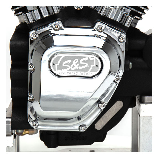 S&amp;S, 4 1/8" Bohrung 124" Long Block Tc Motor Schwarz/Chrom für Harley Davidson