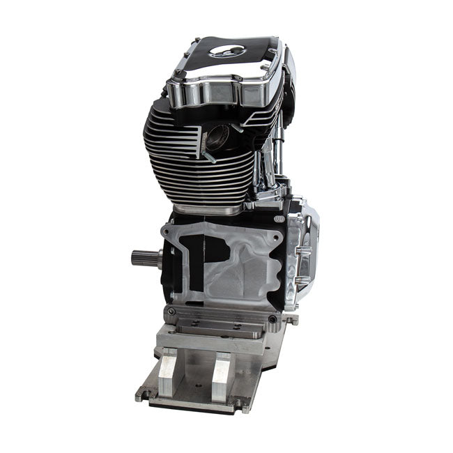 S&amp;S, 4 1/8" Bohrung 124" Long Block Tc Motor Schwarz/Chrom für Harley Davidson