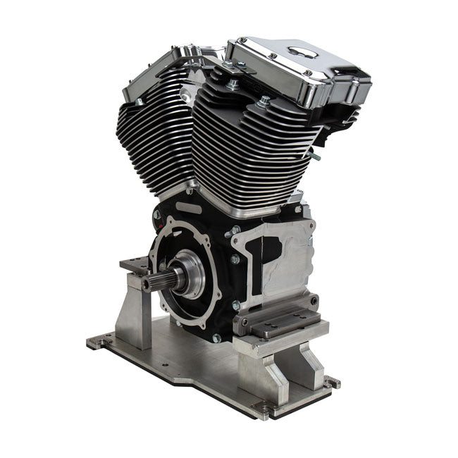 S&amp;S, 4 1/8" Bohrung 124" Long Block Tc Motor Schwarz/Chrom für Harley Davidson