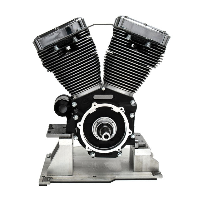 S&amp;S, 4 1/8" Bohrung 124" Long Block Tc Motor Schwarz/Chrom für Harley Davidson
