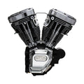 S&amp;S, 4 1/8" Bohrung 124" Long Block Tc Motor Schwarz/Chrom für Harley Davidson