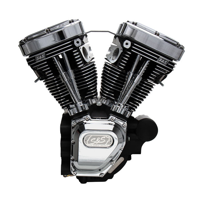 S&amp;S, 4 1/8" Bohrung 124" Long Block Tc Motor Schwarz/Chrom für Harley Davidson