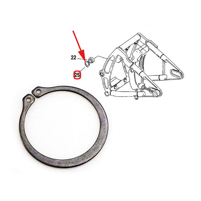 Retaining Ring, Swingarm Bearing For Harley Davidson