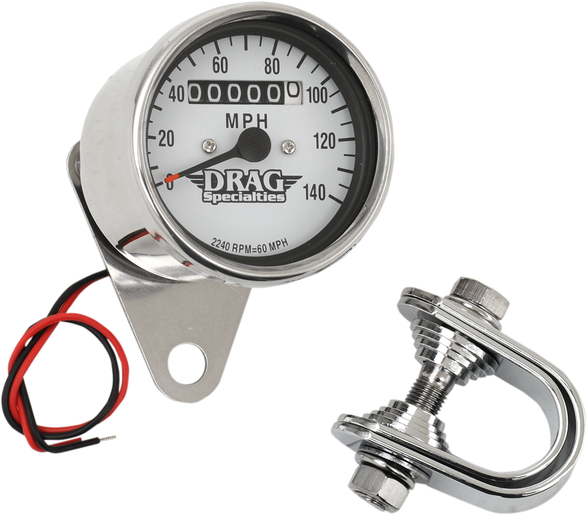 DRAG SPECIALTIES MINI SPEEDOMETERS 2240:60 WHITE FACE SPEEDO