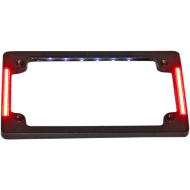TRI-HORIZONTAL MOTORCYCLE PLATE FRAMES WITH FLUSH-MOUNT LEDS AND LED PLATE ILLUMINATION FOR HARLEY-DAVIDSON