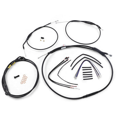 BLACK VINYL HANDLEBAR CABLE AND BRAKE LINE KITS FOR JAIL BARS FOR HARLEY-DAVIDSON