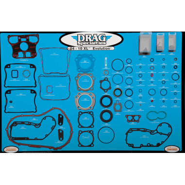 GASKET, SEAL AND O-RING DISPLAY FOR 04-20 XL EVOLUTION MOTORS FOR HARLEY-DAVIDSON