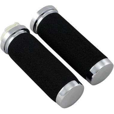 RUBBER GRIPS WITH ACCENT RINGS AND END CAPS FOR HARLEY-DAVIDSON