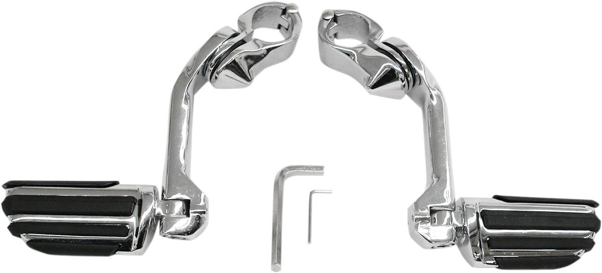 RIVCO PRODUCTS HIGHWAY PEGS WITH MOUNTING ARMS HIGHWAY PEGS MNT CHROME