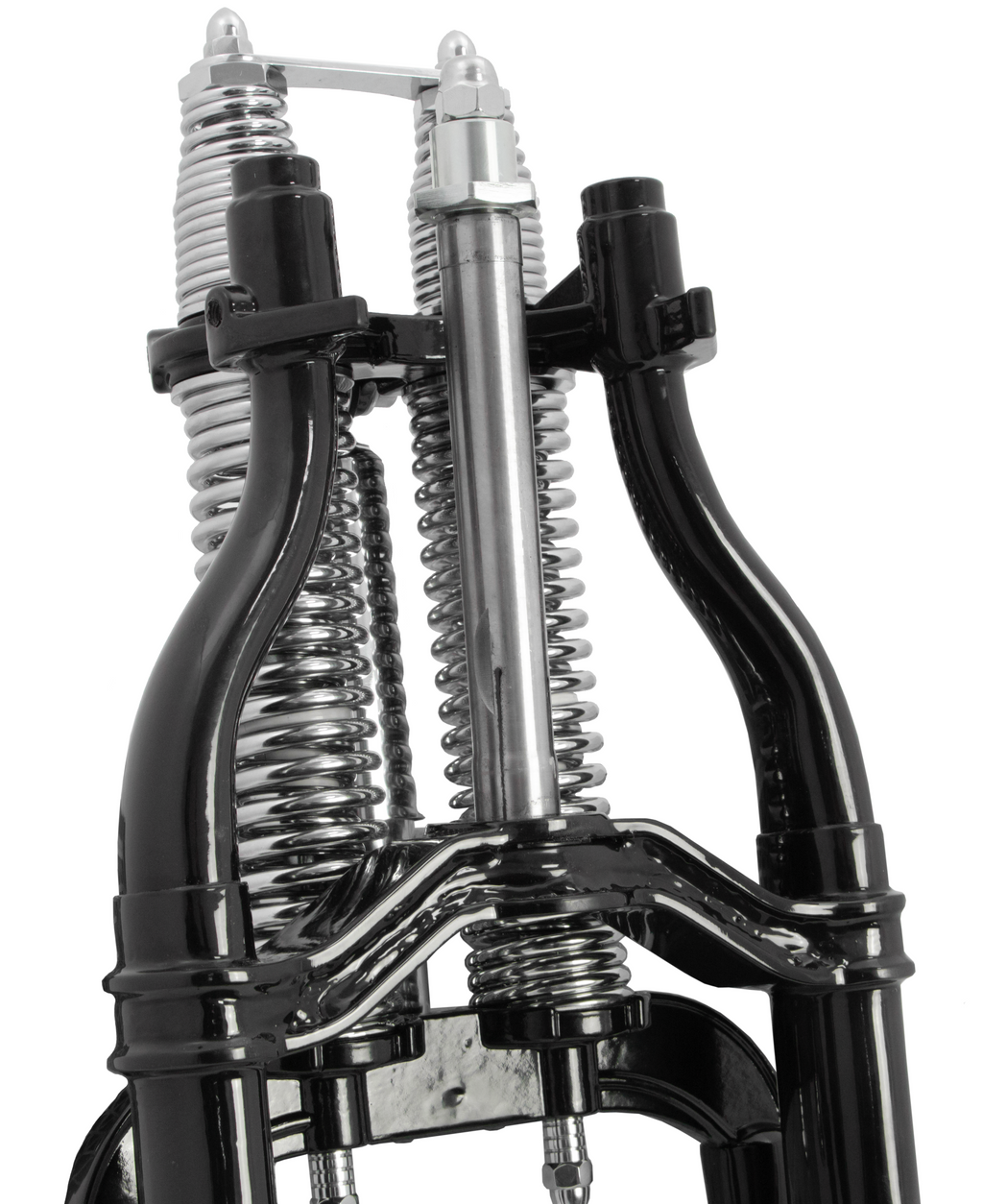 Springergabeln für Harley Davidson, schwarzer Körper/Chromfedern