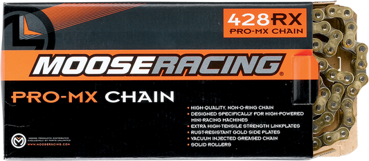 MOOSE RACING HARD-PARTS 428 RXP PRO-MX CHAIN MSE 428 RXP CHN 130 GLD