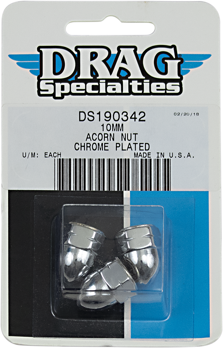 DRAG SPECIALTIES "CHROME WARE" ACORN NUTS ACORN 10 MM (3)