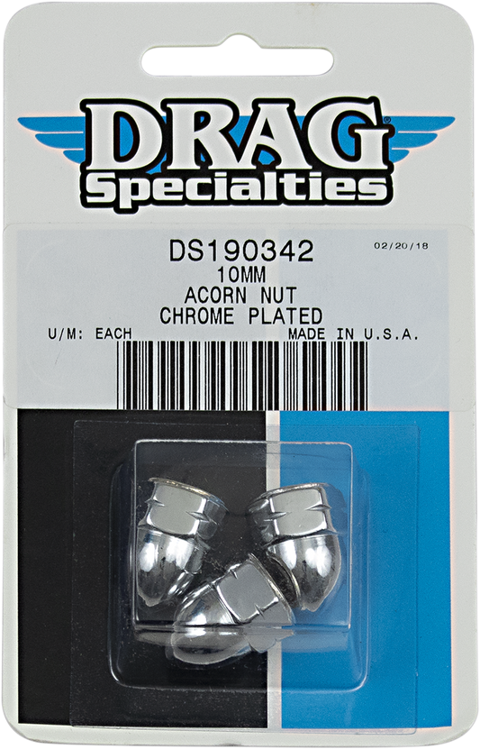 DRAG SPECIALTIES "CHROME WARE" ACORN NUTS ACORN 10 MM (3)