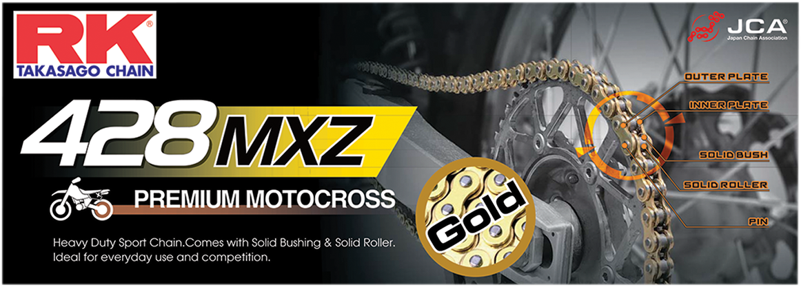 RK HEAVY-DUTY CHAINS (MXZ/MXZ4) RK GB428MXZ GLD CLIP C-LK