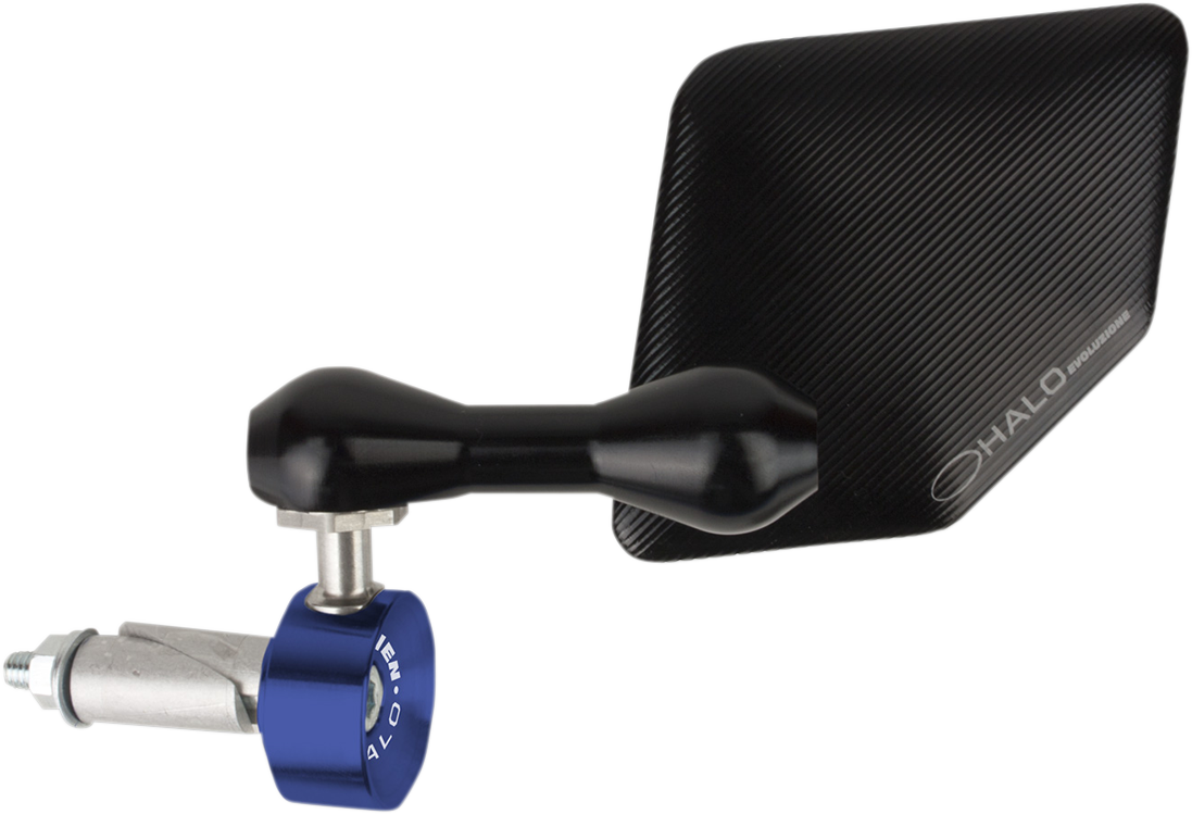 DRIVEN RACING HALO STAINLESS STEEL BAR END MIRRORS MIRROR HALO RIGHT BLUE