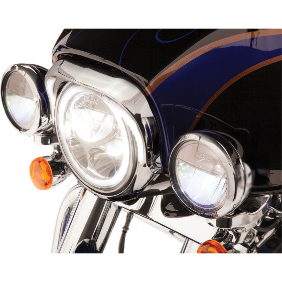 Ciro 45210 Headlight Bezel Fang LED Chroome For Harley-Davidson
