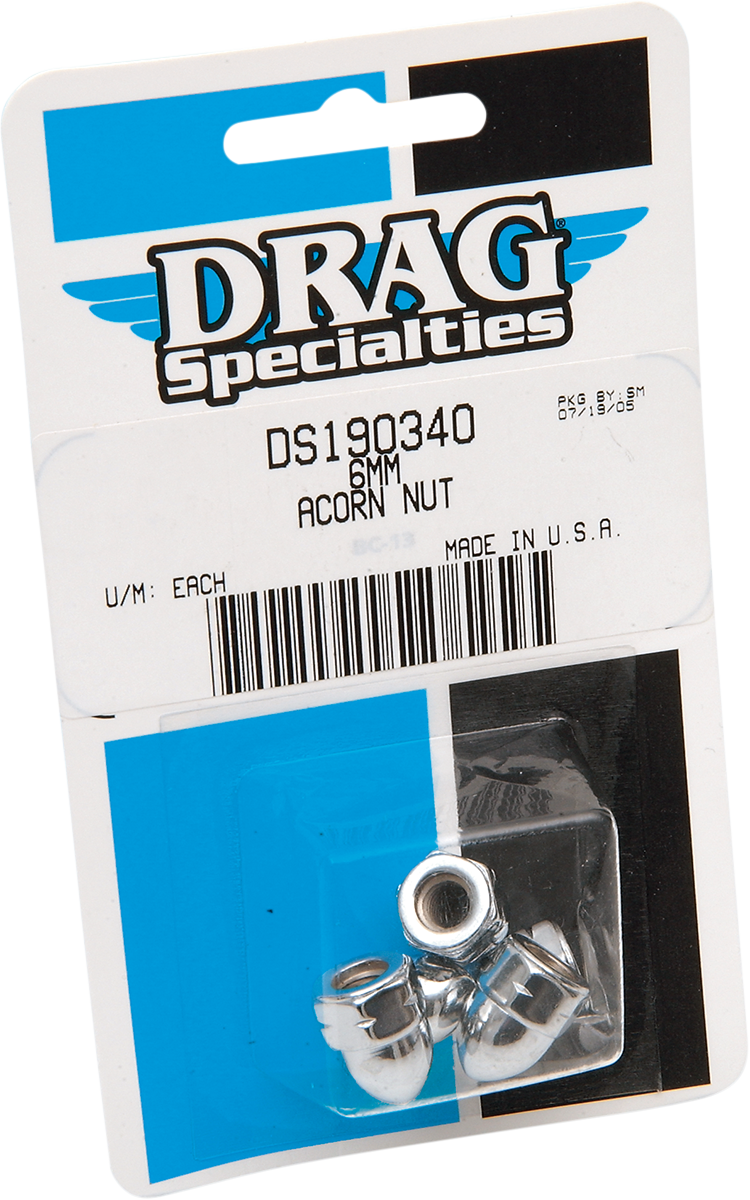 DRAG SPECIALTIES "CHROME WARE" ACORN NUTS ACORN 6 MM (5)