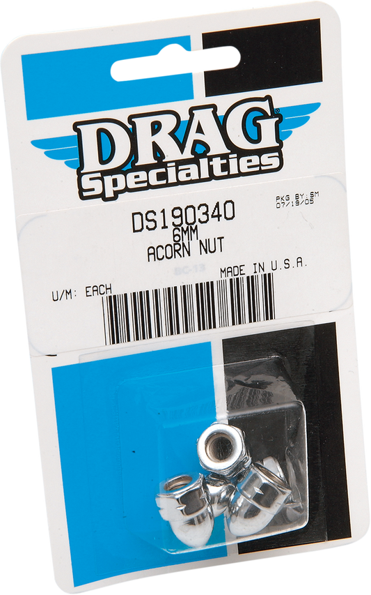 DRAG SPECIALTIES "CHROME WARE" ACORN NUTS ACORN 6 MM (5)