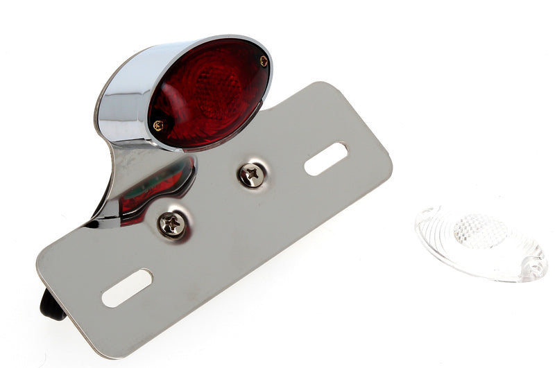 V PARTS Ogive Rear Light w/ License Plate Holder Chrome Universal V PARTS 034-1-CR