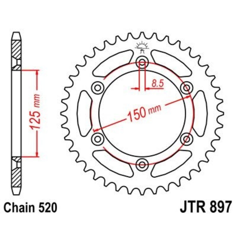 Corona JT 897 de zinc negro con 45 dientes JT SPROCKETS JTR897.45ZBK