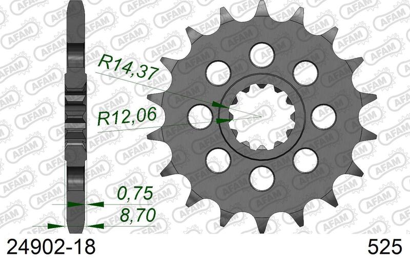 Piñón AFAM acero estándar 24902 - Paso 525 AFAM 24902-18