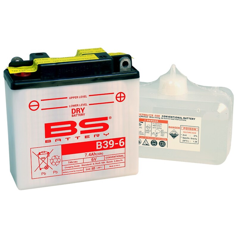 Batería BS B39-6A Convencional con pack de electrolito BS BATTERY 310521