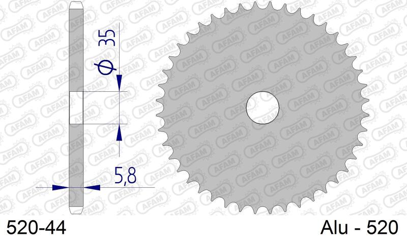 Corona AFAM aluminio ultraligera anodizada 17404 - Paso 520 AFAM 520-44