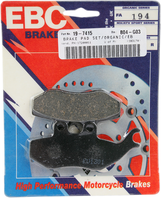 EBC BRAKE PADS AND SHOES BRAKE PAD ORGANIC FA194