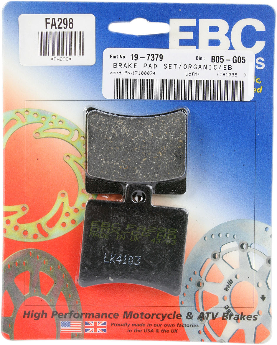 EBC BRAKE PADS AND SHOES BRAKE PAD ORGANIC FA298