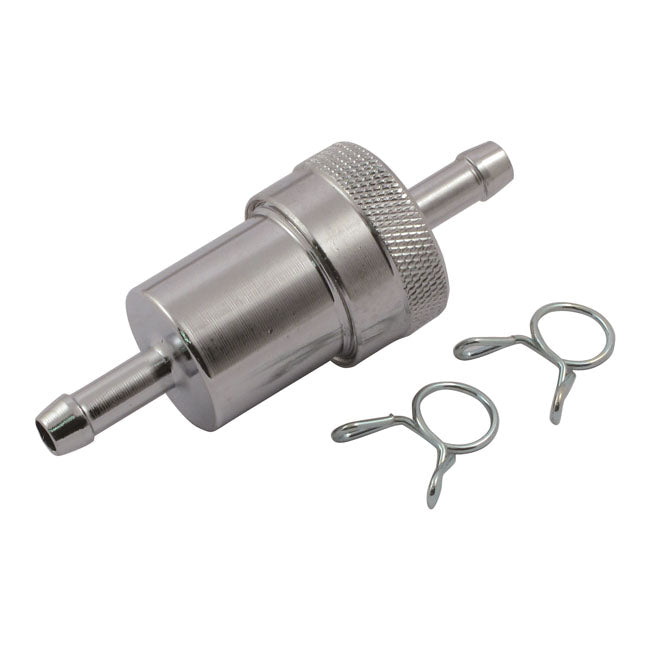 Chrome Aluminum Fuel Filter, 5/16 Inch For Harley-Davidson