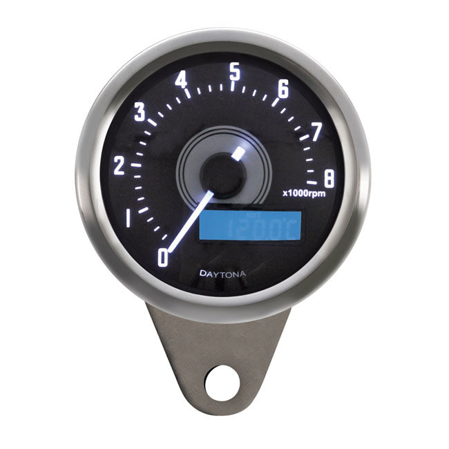 VELONA 60MM TACHOMETER 8000RPM, POLISHED STAINLESS UNIVERSAL