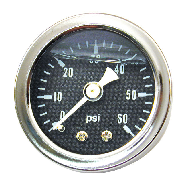Oil Pressure Gauge Carbon Face 60 Psi For Harley-Davidson