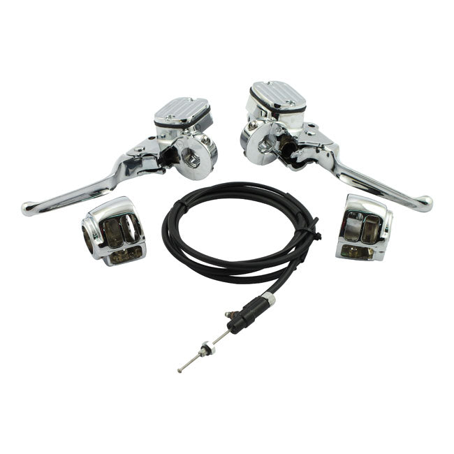 Chrome Handlebar Control Conversion Kit For Harley-Davidson